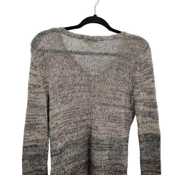 Coldwater Creek Sweater Jumper Wool Linen Open Knit Ombre Striped Long Sleeve M - Picture 8 of 12